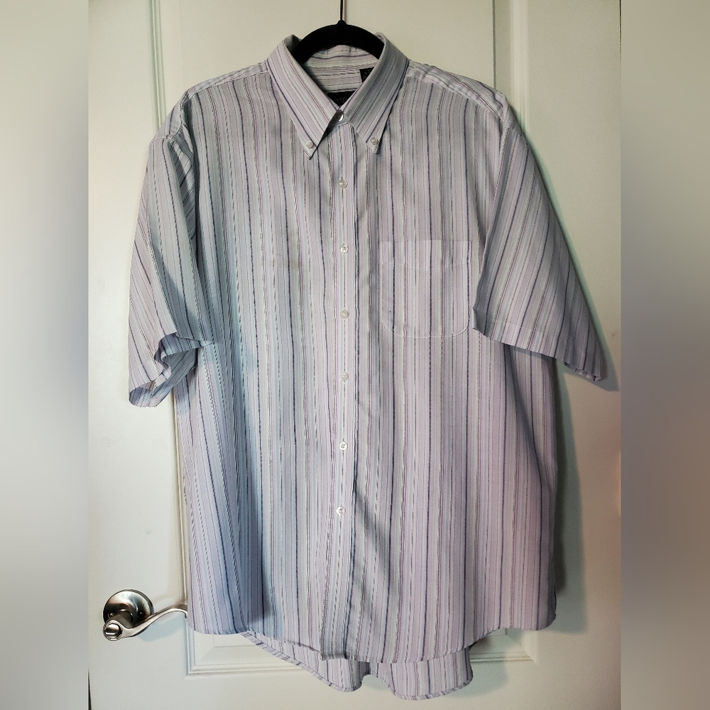 Van Heusen lavender stripe short sleeve button down